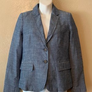 J Crew size 0 denim style blue button business blazer